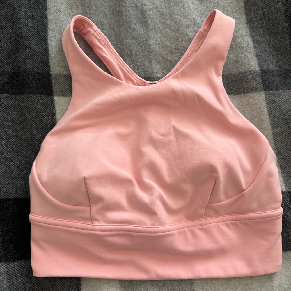 Lululemon 6 Wunder Train Longline Sports Bra Medium Support Pink High Neck Soft